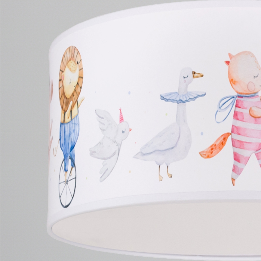 Brilagi - LED lastetoa rippvalgusti juhtmega BOBO 1xE27/60W/230V Ø 35 cm valge/loomamotiividega