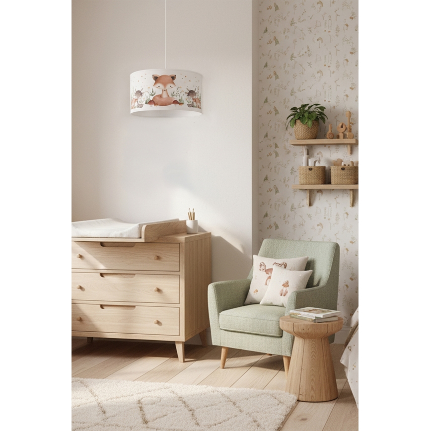 Brilagi - LED lastetoa rippvalgusti kaablil BOBO 1xE27/10W/230V Ø 35 cm valge/loomamotiiv