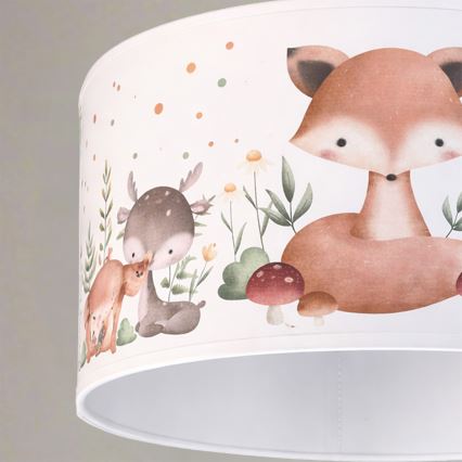 Brilagi - LED lastetoa rippvalgusti kaablil BOBO 1xE27/10W/230V Ø 35 cm valge/loomamotiiv