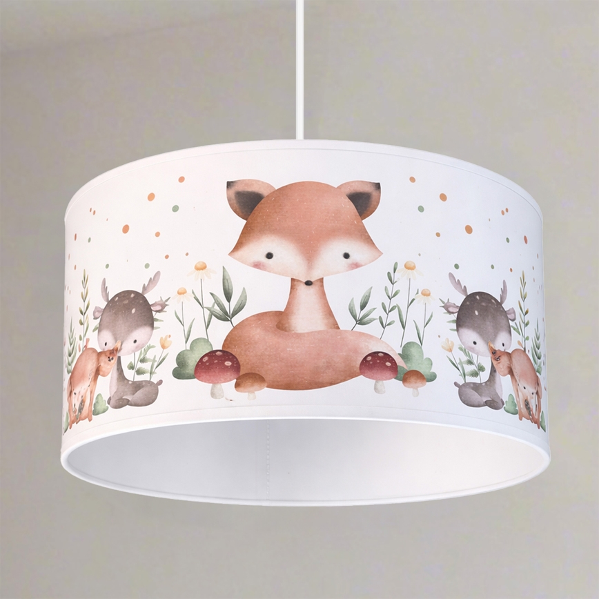 Brilagi - LED lastetoa rippvalgusti kaablil BOBO 1xE27/60W/230V Ø 35 cm valge/loomamotiiv