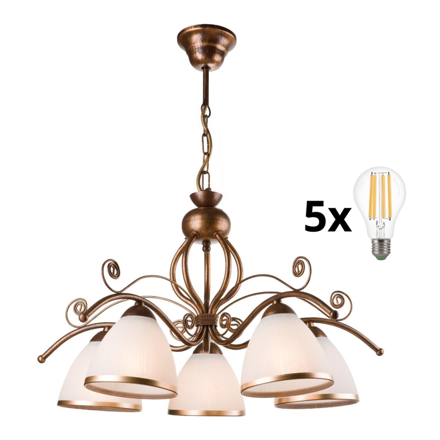 Brilagi - LED Lühter ANTICO 5xE27/60W/230V pronks paatina