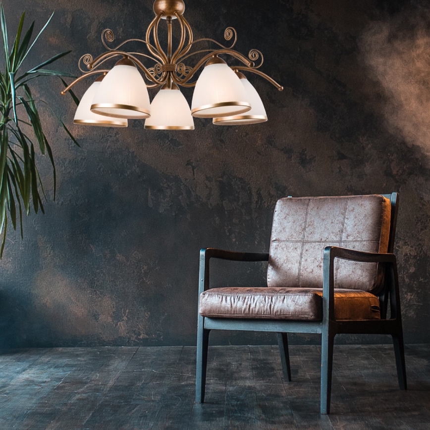 Brilagi - LED Lühter ANTICO 5xE27/60W/230V pronks paatina