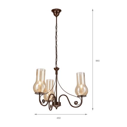 Brilagi - LED Lühter COTTAGE 3xE14/40W/230V pruun