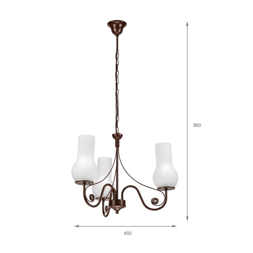 Brilagi - LED Lühter COTTAGE 3xE14/40W/230V pruun/valge