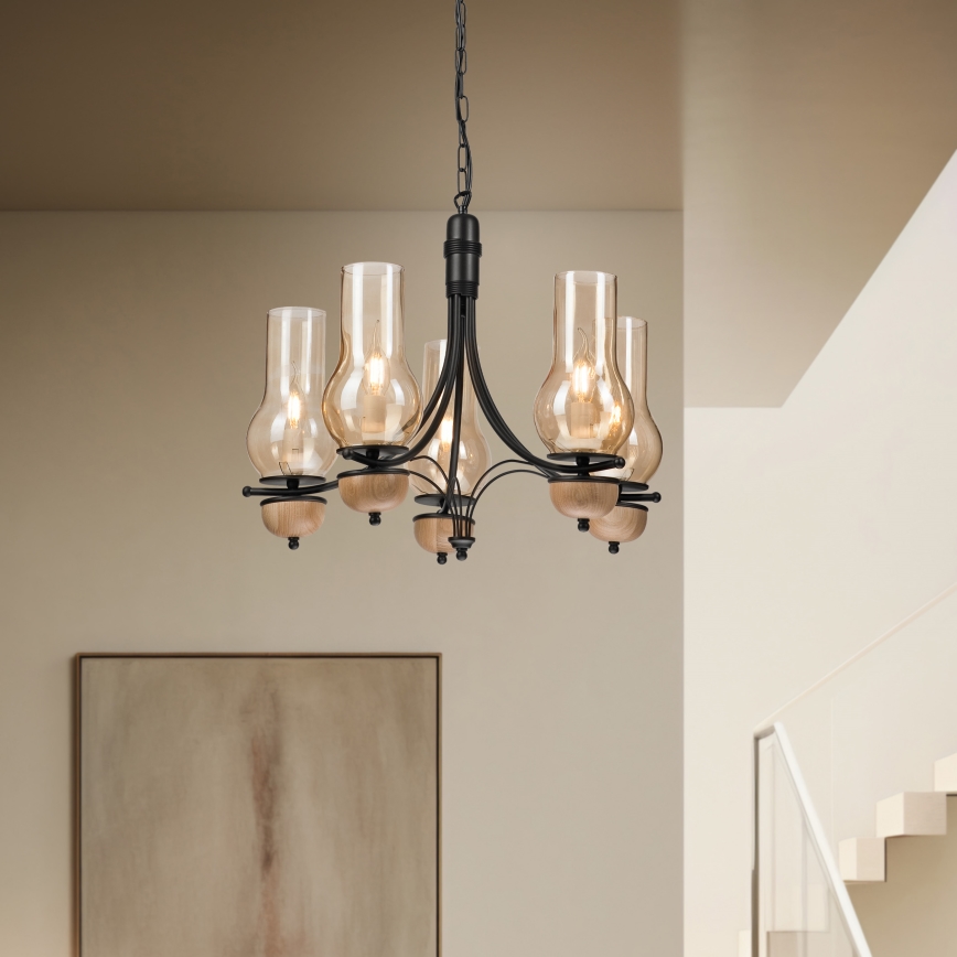Brilagi - LED Lühter COTTAGE 5xE14/40W/230V pöök/pruun