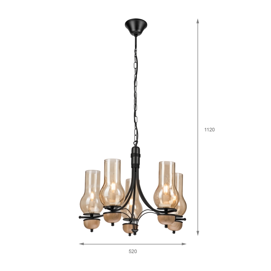 Brilagi - LED Lühter COTTAGE 5xE14/40W/230V pöök/pruun