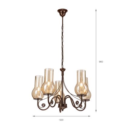 Brilagi - LED Lühter COTTAGE 5xE14/40W/230V pruun