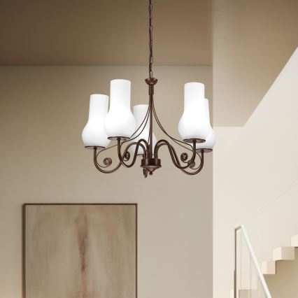 Brilagi - LED Lühter COTTAGE 5xE14/40W/230V pruun/valge