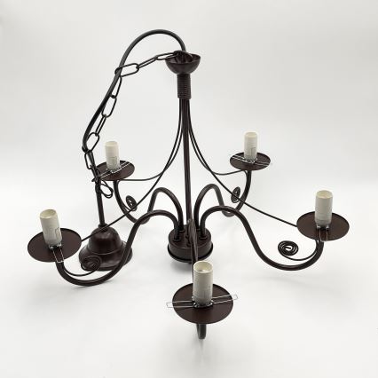 Brilagi - LED Lühter COTTAGE 5xE14/40W/230V pruun/valge