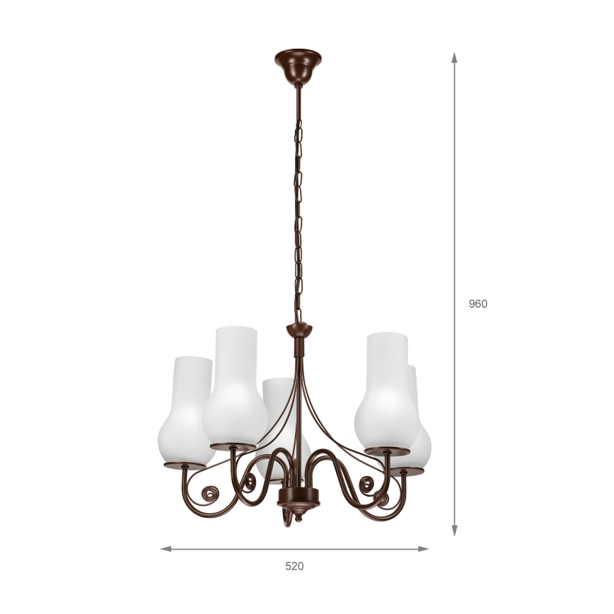 Brilagi - LED Lühter COTTAGE 5xE14/40W/230V pruun/valge