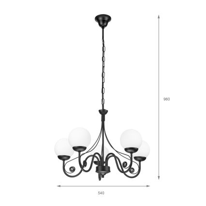 Brilagi - LED Lühter COTTAGE 5xG9/40W/230V must/valge