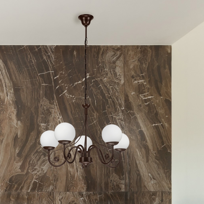 Brilagi - LED Lühter COTTAGE 5xG9/40W/230V pruun/valge