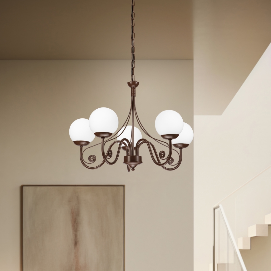 Brilagi - LED Lühter COTTAGE 5xG9/40W/230V pruun/valge