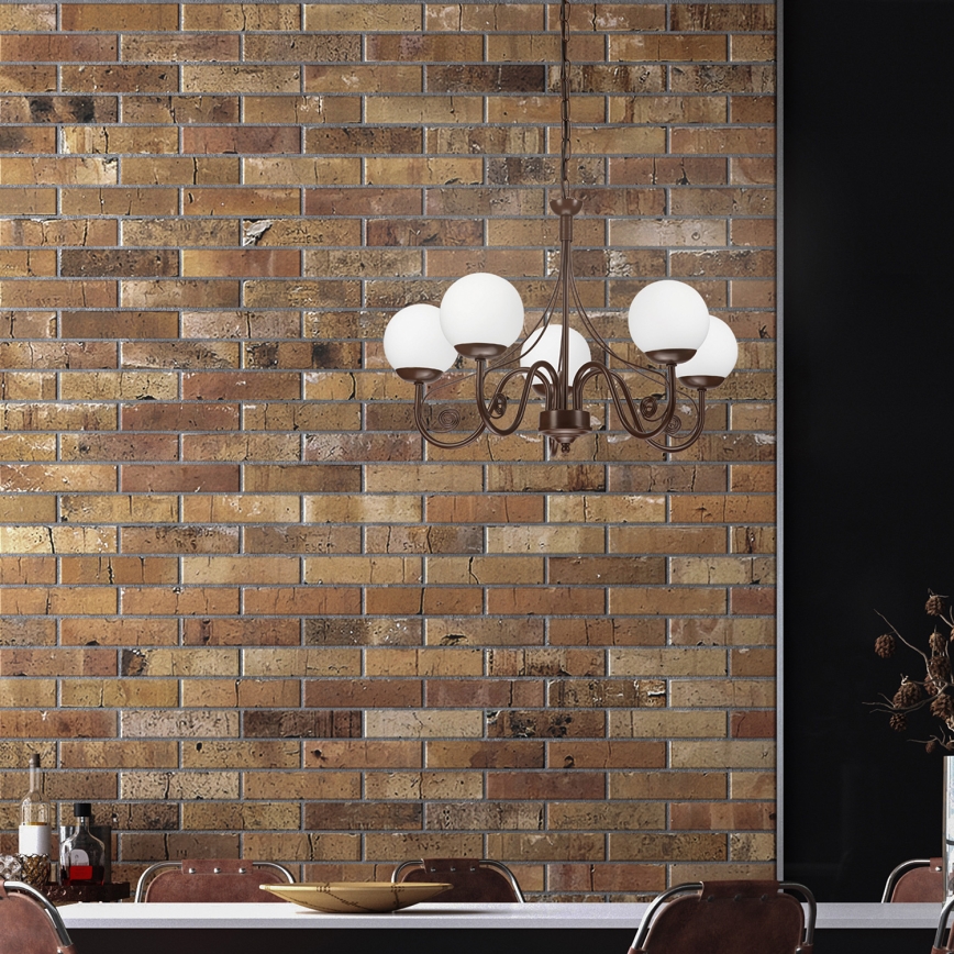 Brilagi - LED Lühter COTTAGE 5xG9/40W/230V pruun/valge