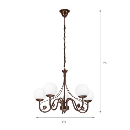 Brilagi - LED Lühter COTTAGE 5xG9/40W/230V pruun/valge