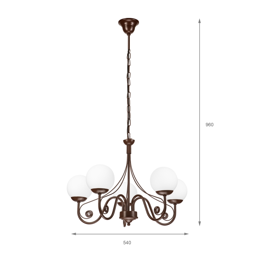 Brilagi - LED Lühter COTTAGE 5xG9/40W/230V pruun/valge