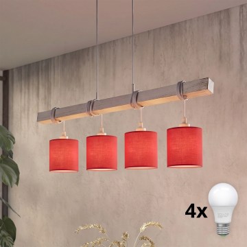 BRILAGI - LED-lühter juhtmel NUBILA 4xE27/60W/230V hall/punane