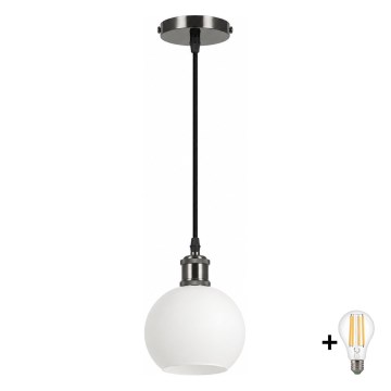 BRILAGI - LED-lühter juhtmel RETRO GLASS 1xE27/60W/230V läbimõõt 15 cm must/valge