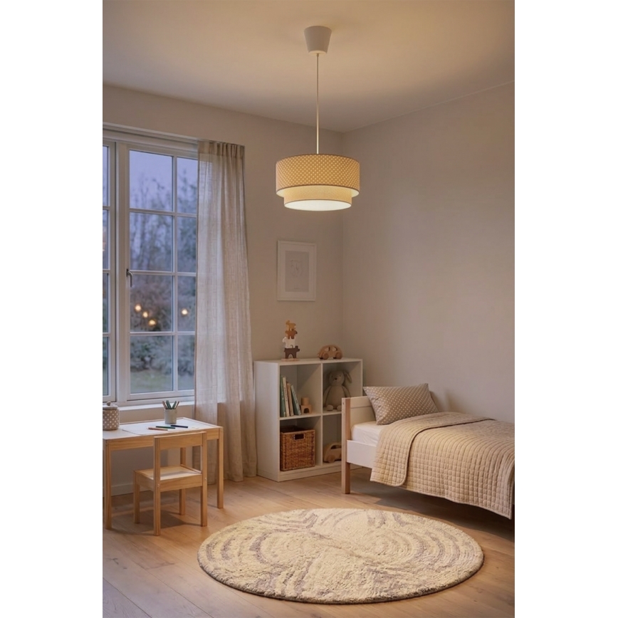 Brilagi - LED-rippvalgusti nööriga BOHO BOBO 1xE27/60W/230V läbimõõt 40 cm, beež/kreem täpimustriga