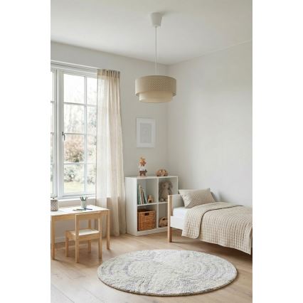 Brilagi - LED-rippvalgusti nööriga BOHO BOBO 1xE27/60W/230V läbimõõt 40 cm, beež/kreem täpimustriga