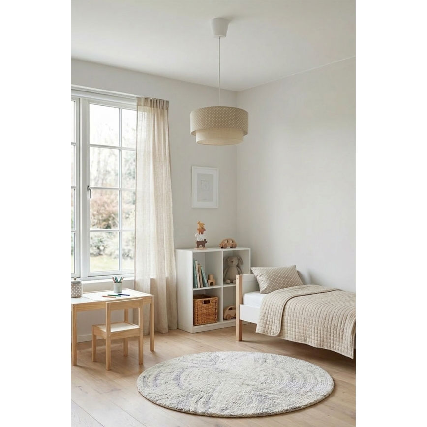 Brilagi - LED-rippvalgusti nööriga BOHO BOBO 1xE27/60W/230V läbimõõt 40 cm, beež/kreem täpimustriga