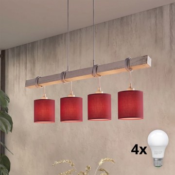 BRILAGI - LED-lühter kaabliga NUBILA 4xE27/60W/230V hall/pompei punane