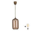 BRILAGI - LED-lühter kaabliga RETRO GLASS 1xE27/60W/230V läbimõõt 14 cm pruun//suitsupruun