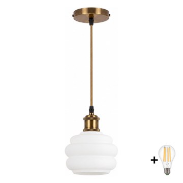 BRILAGI - LED lühter kaabliga RETRO GLASS 1xE27/60W/230V läbimõõt 20 cm kuldne/valge