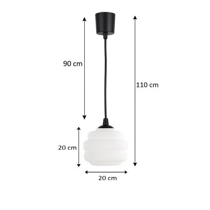 BRILAGI - LED-lühter kaabliga RETRO GLASS 1xE27/60W/230V, läbimõõt 20 cm, must/valge