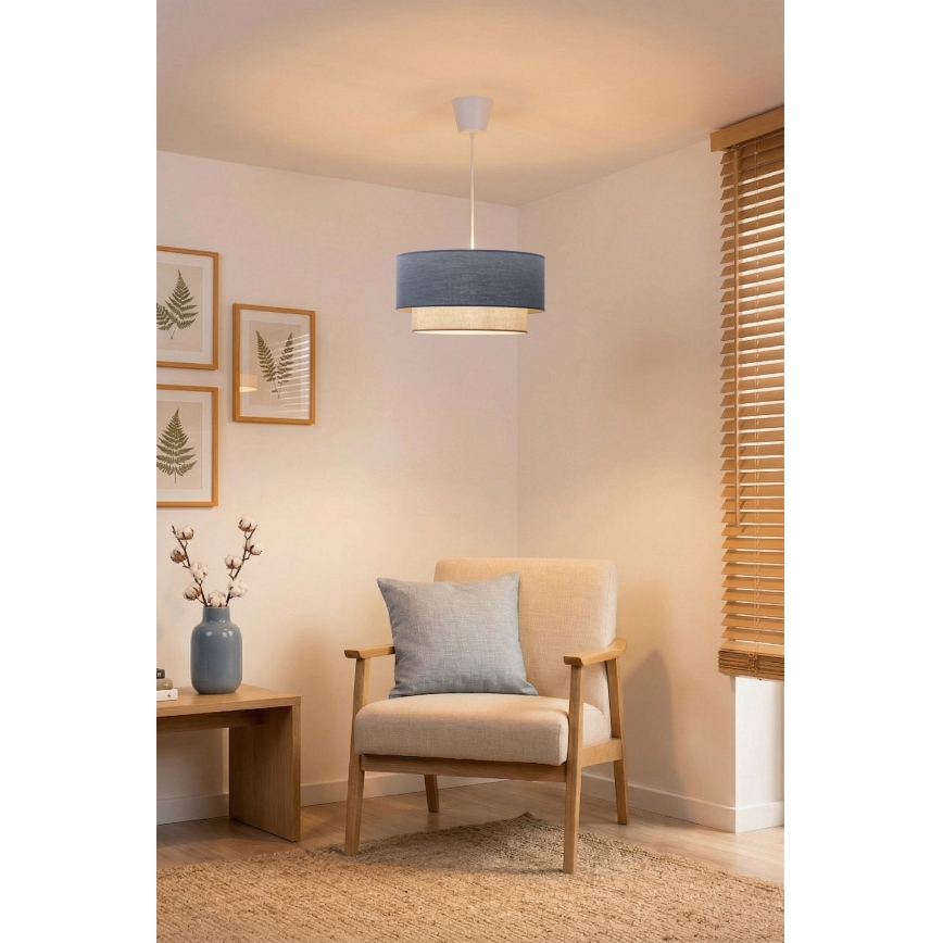 Brilagi - LED-lühter kaablil BOHO ECO 1xE27/10W/230V läbimõõt 40 cm sinine/kreemjas