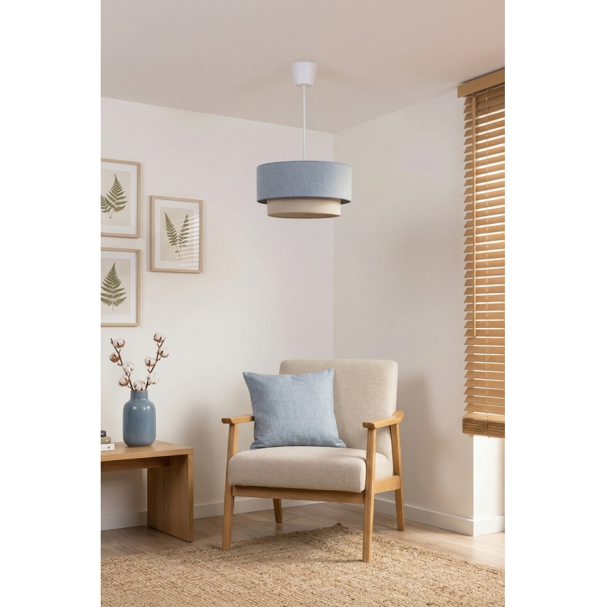 Brilagi - LED-lühter kaablil BOHO ECO 1xE27/10W/230V läbimõõt 40 cm sinine/kreemjas