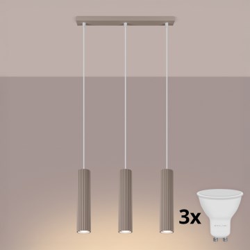 Brilagi - LED-lühter kaablil CRESTO 3xGU10/10W/230V taupe