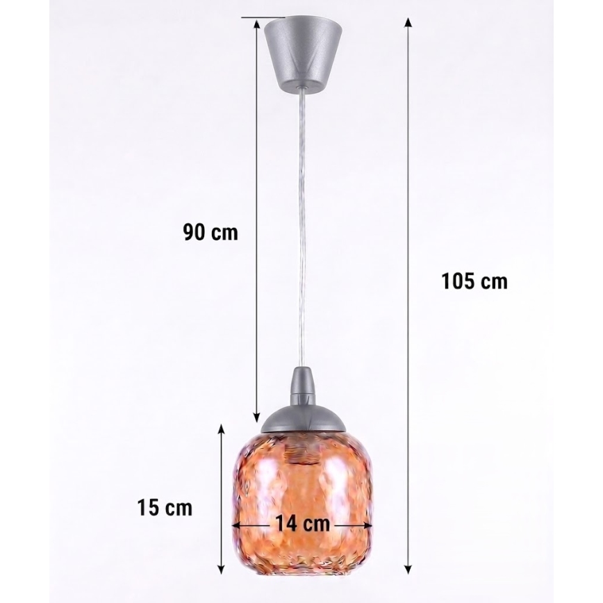 BRILAGI - LED-ripatslaelamp kaabliga RETRO GLASS 1xE27/60W/230V läbimõõt 14 cm hõbedane/suitsupruun