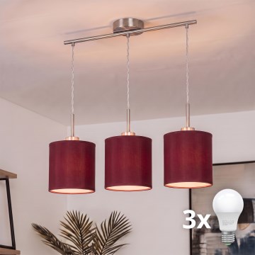 Brilagi - LED-lühter kaablil NUBILA 3xE27/60W/230V Pompeji punane