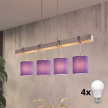 BRILAGI - LED-lühter kaablil NUBILA 4xE27/60W/230V hall/lilla