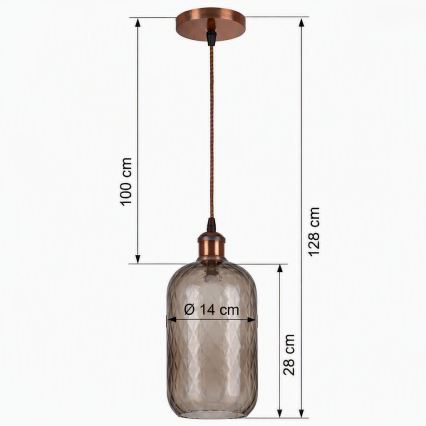 BRILAGI - LED-lühter kaablil RETRO GLASS 1×E27 / 60 W / 230 V Ø 14 cm vaskne / suitsune pruun