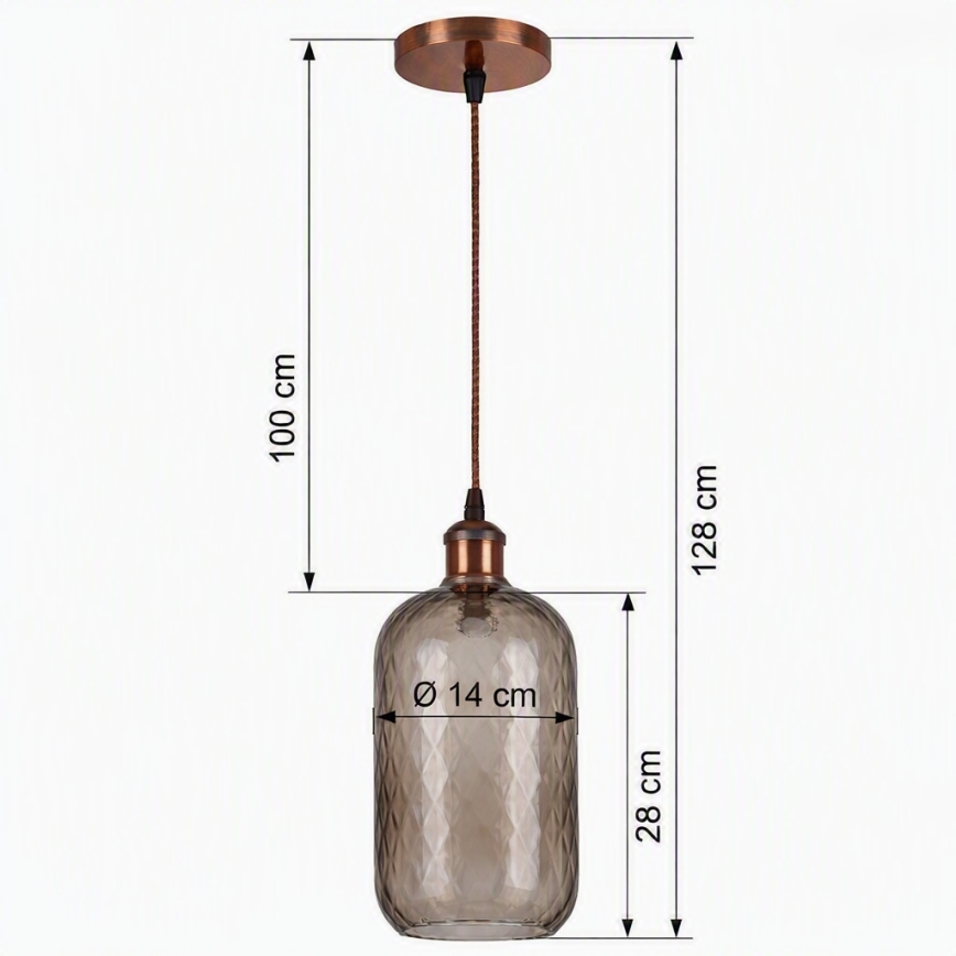 BRILAGI - LED-lühter kaablil RETRO GLASS 1×E27 / 60 W / 230 V Ø 14 cm vaskne / suitsune pruun