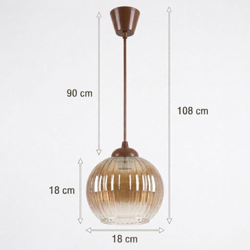 BRILAGI - LED-lühter kaablil RETRO GLASS 1xE27/60W/230V läbimõõt 18 cm pruun/suitsune pruun
