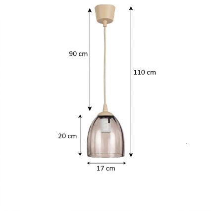 BRILAGI - LED-rippvalgusti kaabliga RETRO GLASS 1xE27/60W/230V Ø 17 cm beež/suitsune beež