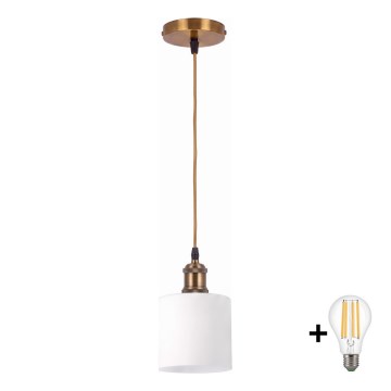 BRILAGI - LED lühter kaablil RETRO GLASS 1xE27/60W/230V läbimõõt 10 cm kuldne/valge