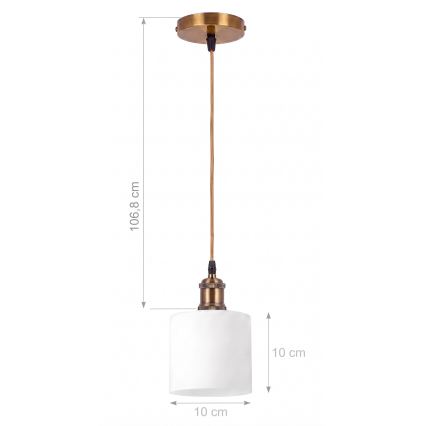 BRILAGI - LED lühter kaablil RETRO GLASS 1xE27/60W/230V läbimõõt 10 cm kuldne/valge