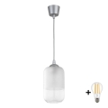 BRILAGI - LED-lühter kaablil RETRO GLASS 1xE27/60W/230V, läbimõõt 14 cm, hõbedane/valge