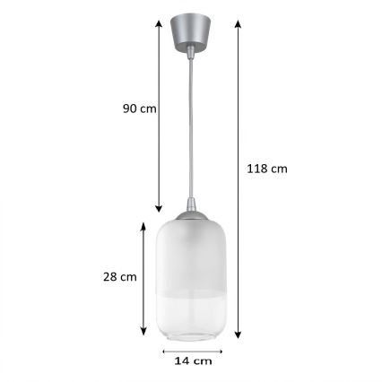 BRILAGI - LED-lühter kaablil RETRO GLASS 1xE27/60W/230V, läbimõõt 14 cm, hõbedane/valge