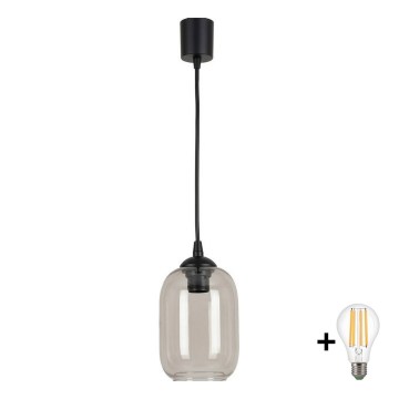 BRILAGI - LED-lühter kaablil RETRO GLASS 1xE27/60W/230V, läbimõõt 14 cm, must/suitsuhall