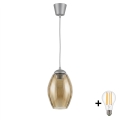 BRILAGI - LED-lühter kaablil RETRO GLASS 1xE27/60W/230V läbimõõt 17 cm hõbedane/suitsune beež