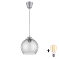 BRILAGI - LED-lühter kaablil RETRO GLASS 1xE27/60W/230V läbimõõt 25 cm hõbedane/suitsuhall