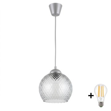 BRILAGI - LED-lühter kaablil RETRO GLASS 1xE27/60W/230V läbimõõt 25 cm hõbedane/suitsuhall
