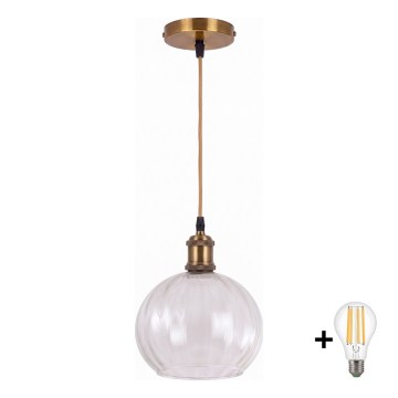 BRILAGI - LED lühter kaablil RETRO GLASS 1xE27/60W/230V läbimõõt 25 cm kuldne/läbipaistev