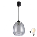 BRILAGI - LED-lühter kaablil RETRO GLASS 1xE27/60W/230V läbimõõt 26 cm must/suitsuhall