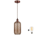 BRILAGI - LED-lühter kaablil RETRO GLASS 1×E27 / 60 W / 230 V Ø 14 cm vaskne / suitsune pruun